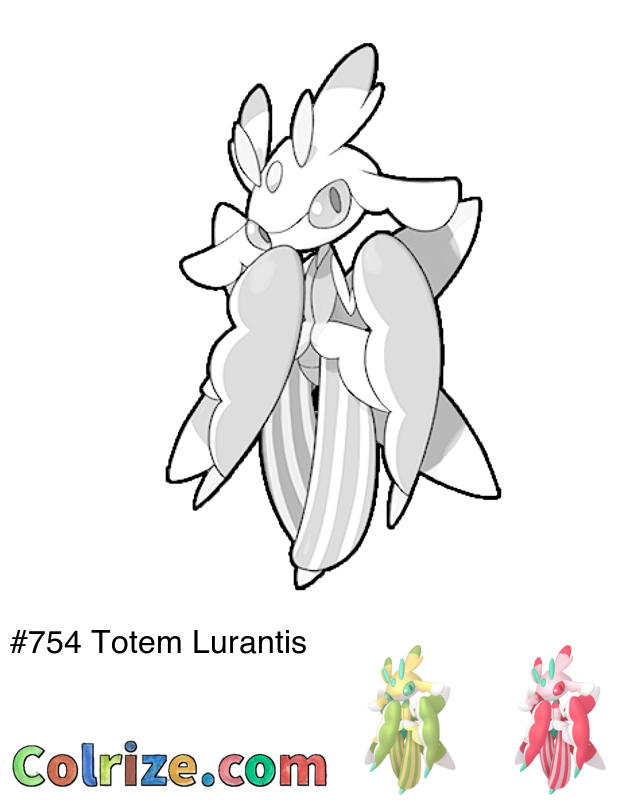 Pokemon Totem Lurantis coloring page + Shiny Totem Lurantis coloring page