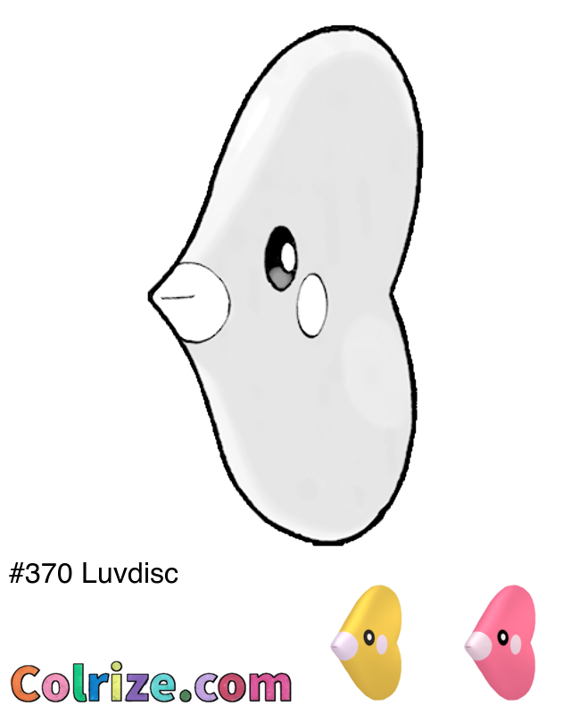 Pokemon Luvdisc coloring page + Shiny Luvdisc coloring page