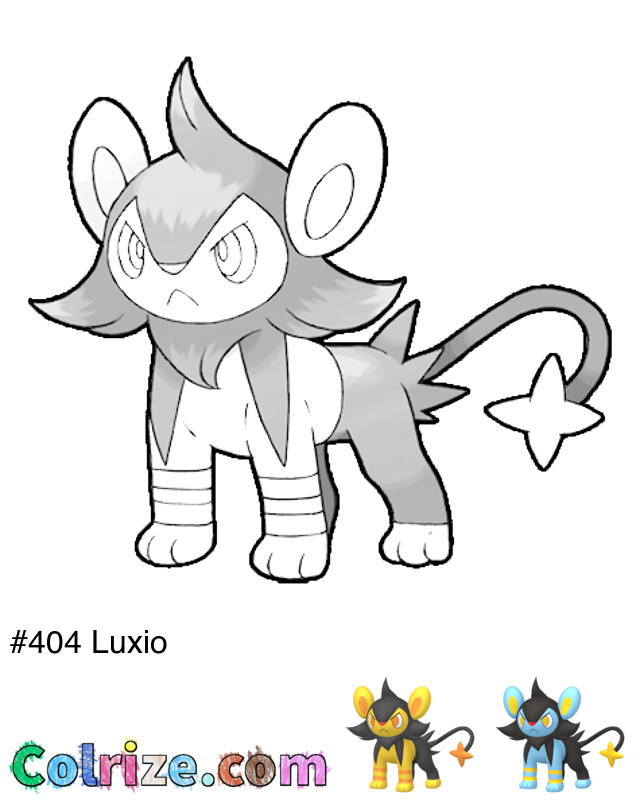 Pokemon Luxio coloring page + Shiny Luxio coloring page