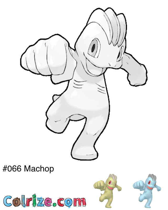 Pokemon Machop coloring page + Shiny Machop coloring page
