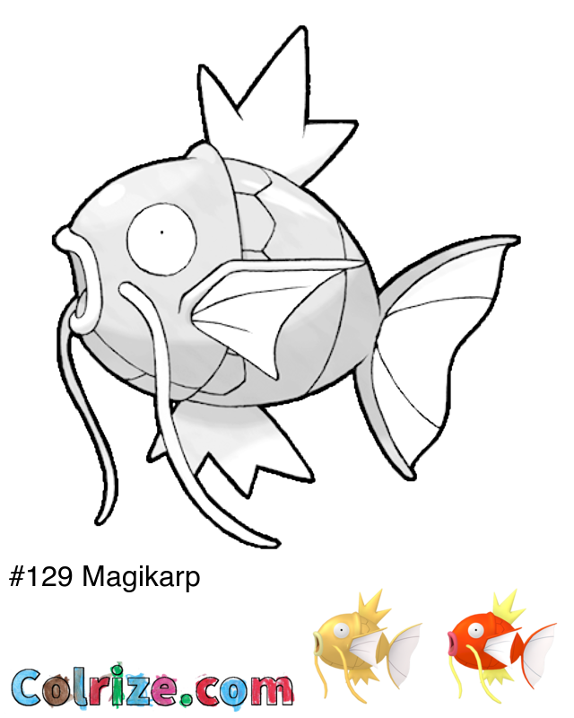 Pokemon Magikarp coloring page + Shiny Magikarp coloring page