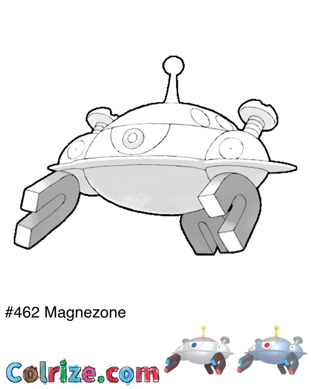 Pokemon Magnezone coloring page + Shiny Magnezone coloring page