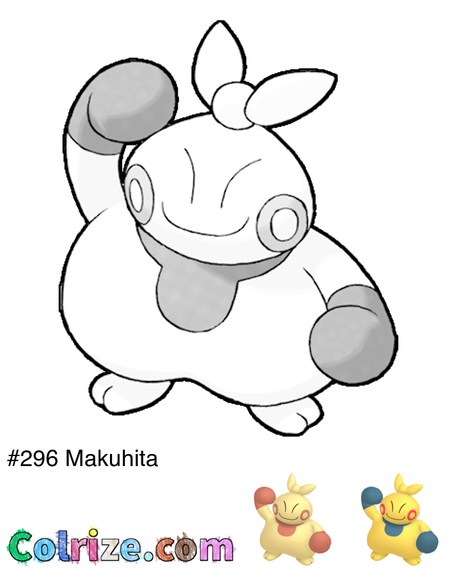 Pokemon Makuhita coloring page + Shiny Makuhita coloring page