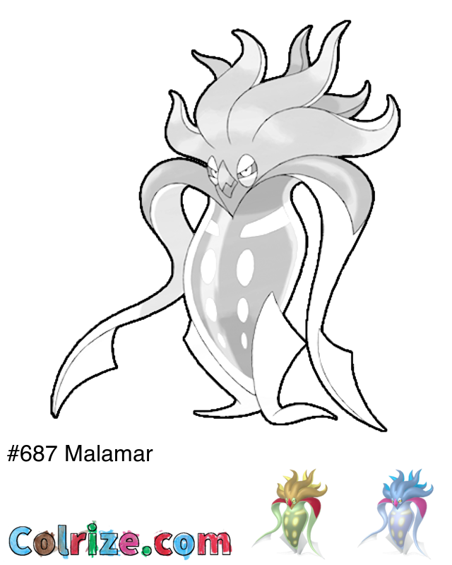 Pokemon Malamar coloring page + Shiny Malamar coloring page
