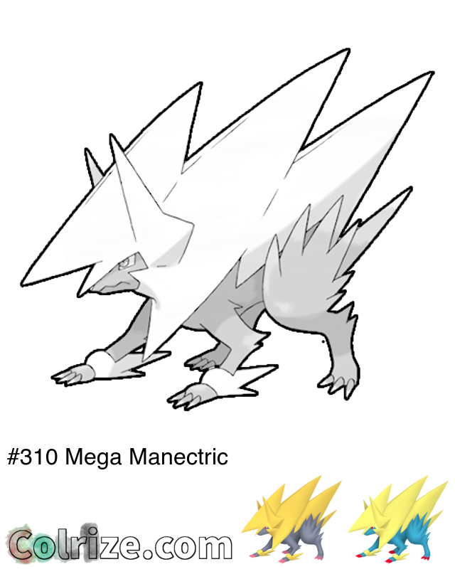 Pokemon Mega Manectric coloring page + Shiny Mega Manectric coloring page