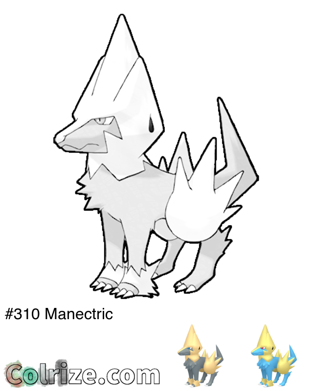 Pokemon Manectric coloring page + Shiny Manectric coloring page