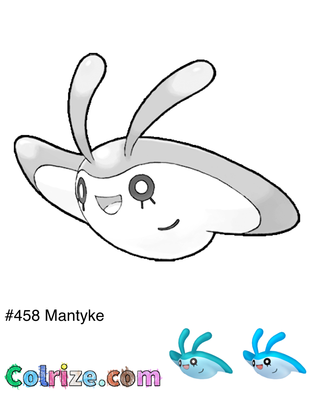 Pokemon Mantyke coloring page + Shiny Mantyke coloring page