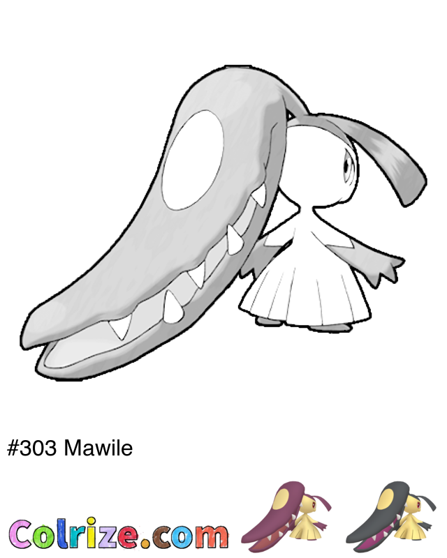 Pokemon Mawile coloring page + Shiny Mawile coloring page