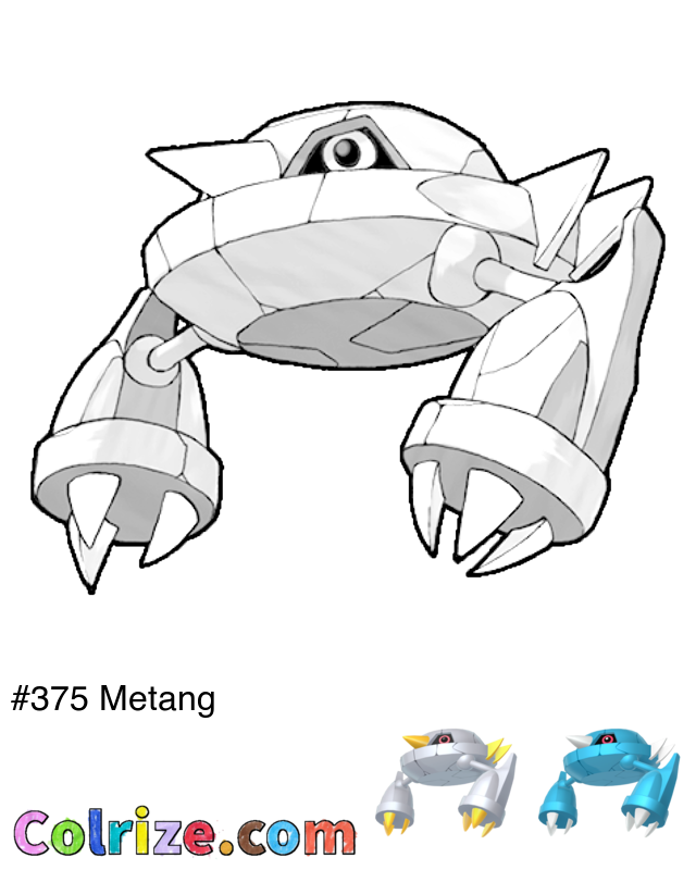 Pokemon Metang coloring page + Shiny Metang coloring page