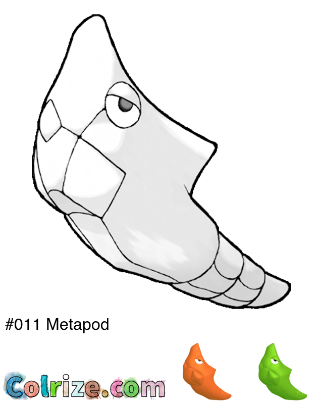 Pokemon Metapod coloring page + Shiny Metapod coloring page