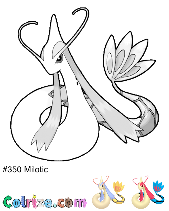 Pokemon Milotic coloring page + Shiny Milotic coloring page