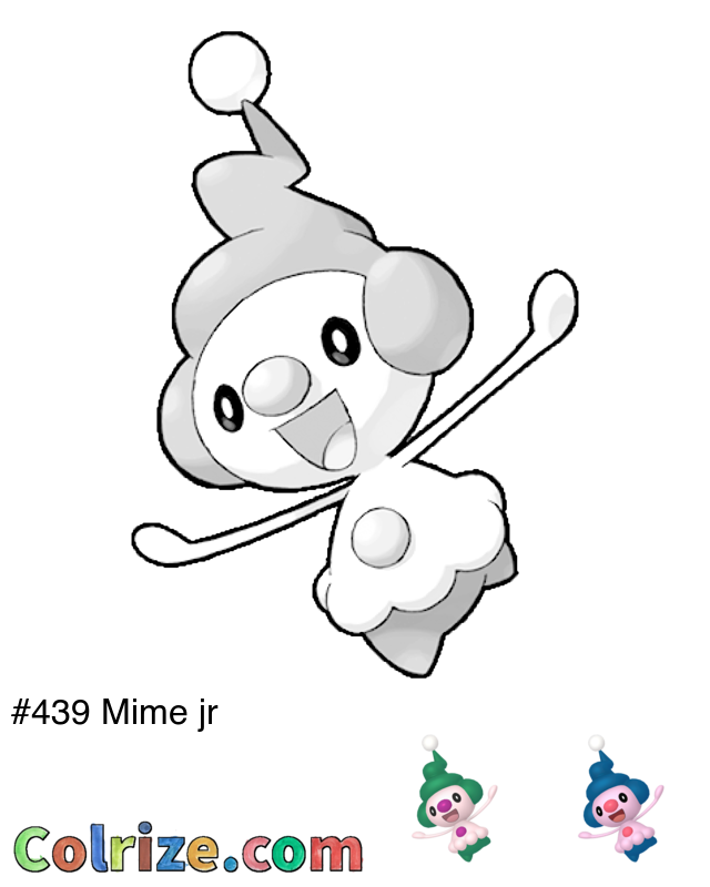 Pokemon Mime jr coloring page + Shiny Mime jr coloring page