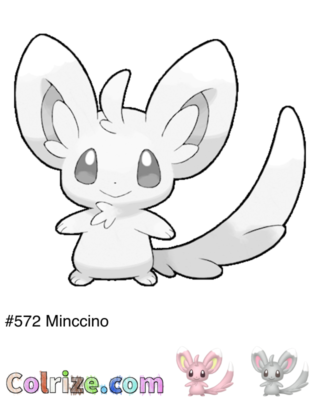 Pokemon Minccino coloring page + Shiny Minccino coloring page