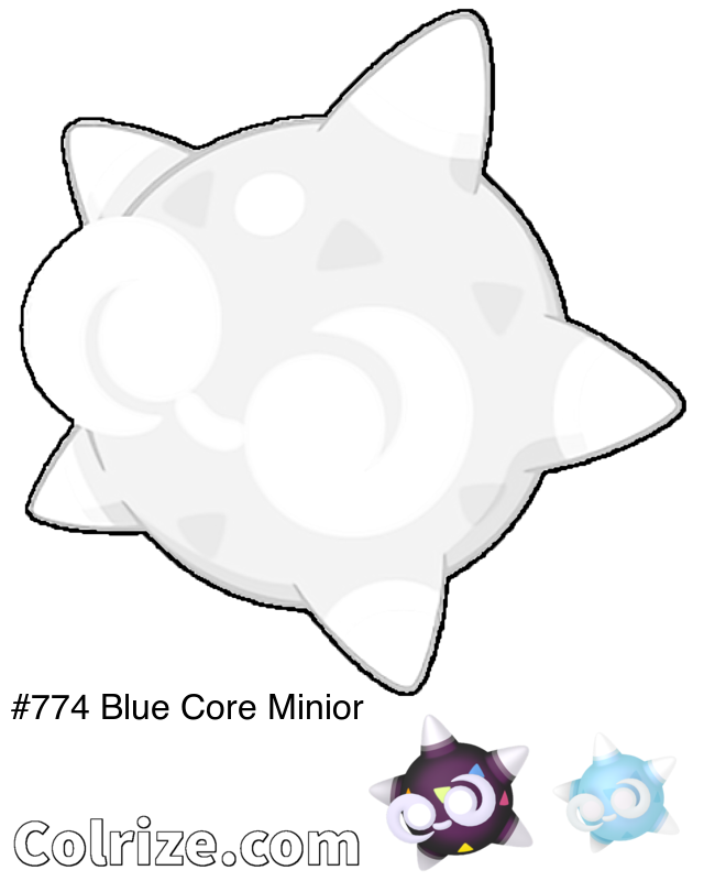 Pokemon Blue Core Minior coloring page + Shiny Blue Core Minior coloring page