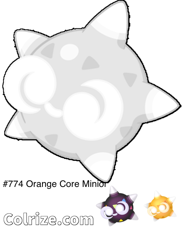Pokemon Orange Core Minior coloring page + Shiny Orange Core Minior coloring page
