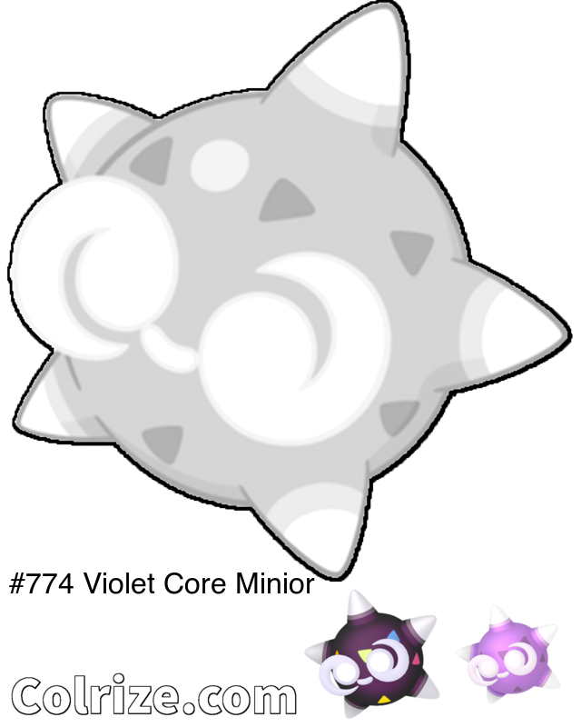 Pokemon Violet Core Minior coloring page + Shiny Violet Core Minior coloring page