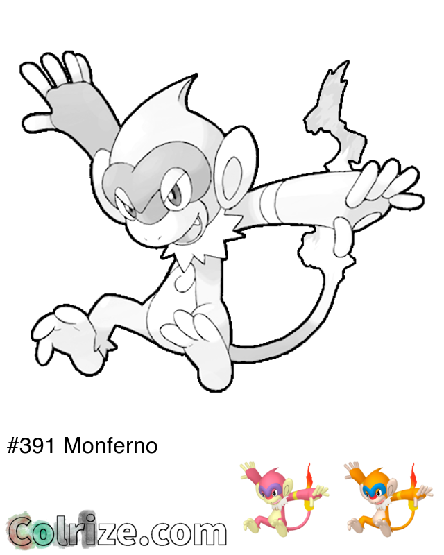 Pokemon Monferno coloring page + Shiny Monferno coloring page