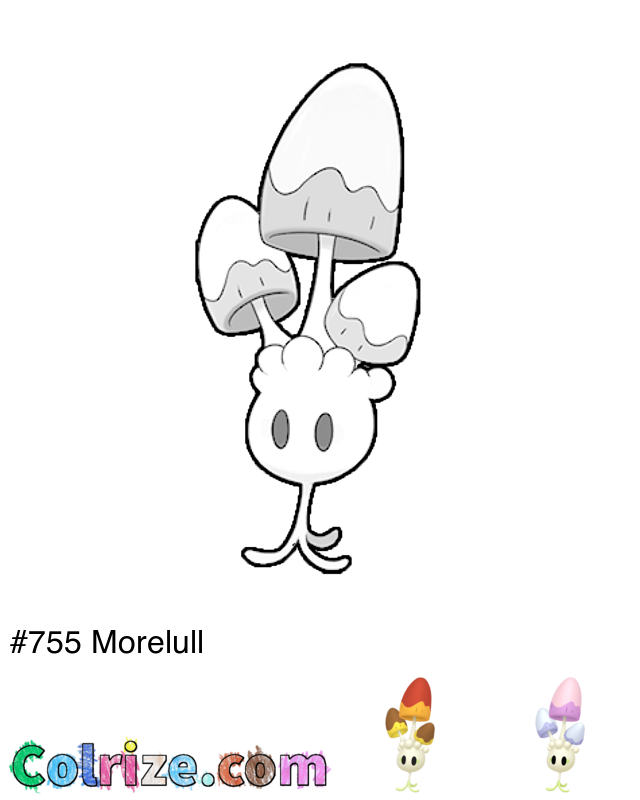 Pokemon Morelull coloring page + Shiny Morelull coloring page