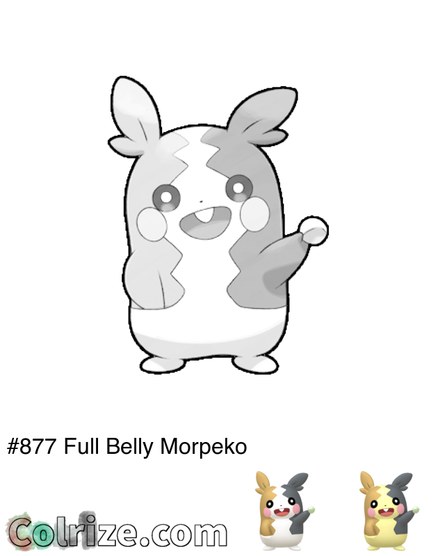 Pokemon Full Belly Morpeko coloring page + Shiny Full Belly Morpeko coloring page