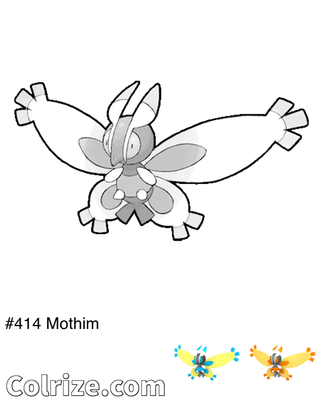 Pokemon Mothim coloring page + Shiny Mothim coloring page