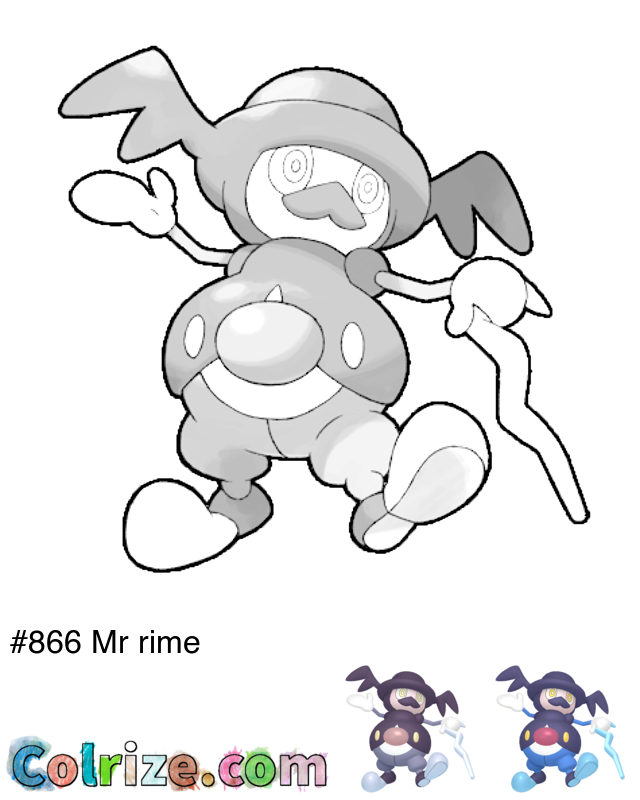 Pokemon Mr rime coloring page + Shiny Mr rime coloring page