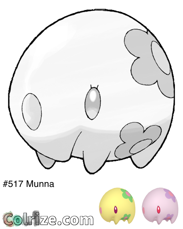 Pokemon Munna coloring page + Shiny Munna coloring page
