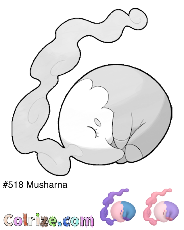 Pokemon Musharna coloring page + Shiny Musharna coloring page
