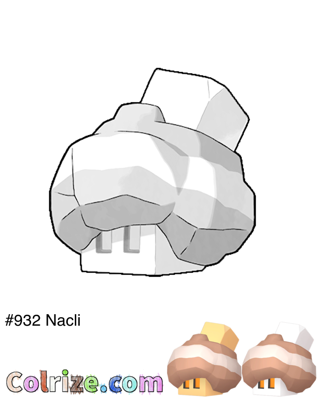Pokemon Nacli coloring page + Shiny Nacli coloring page