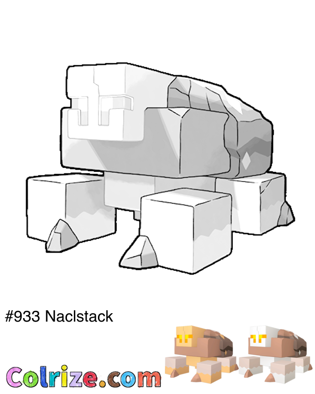 Pokemon Naclstack coloring page + Shiny Naclstack coloring page