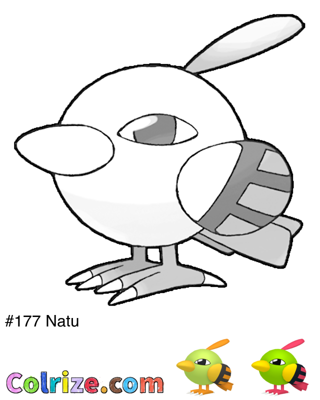 Pokemon Natu coloring page + Shiny Natu coloring page