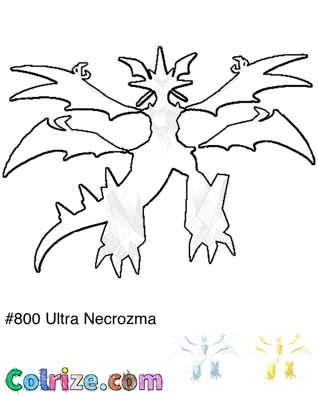 Pokemon Ultra Necrozma coloring page + Shiny Ultra Necrozma coloring page
