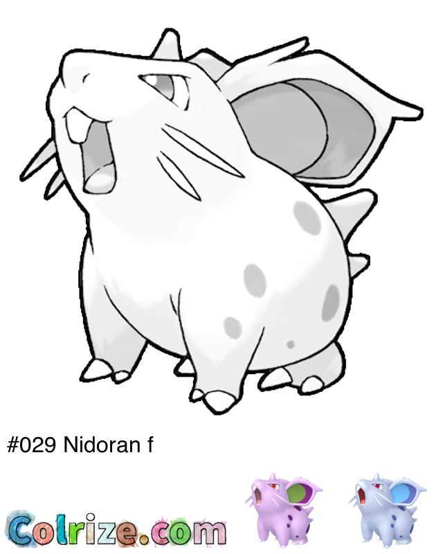 Pokemon Nidoran f coloring page + Shiny Nidoran f coloring page