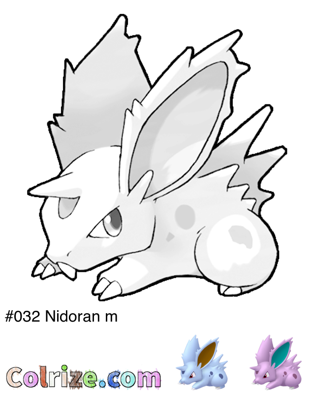 Pokemon Nidoran m coloring page + Shiny Nidoran m coloring page
