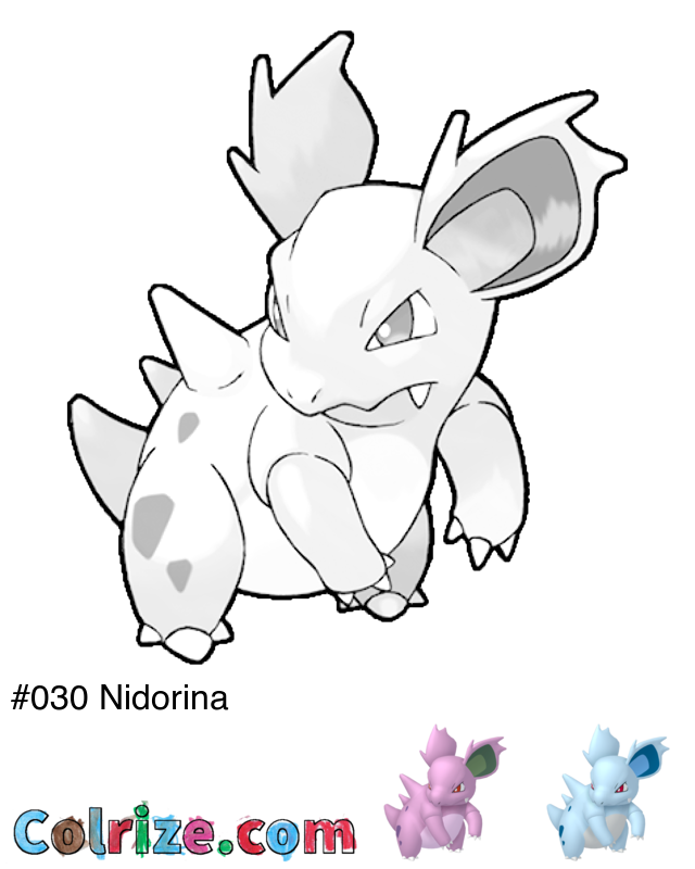 Pokemon Nidorina coloring page + Shiny Nidorina coloring page