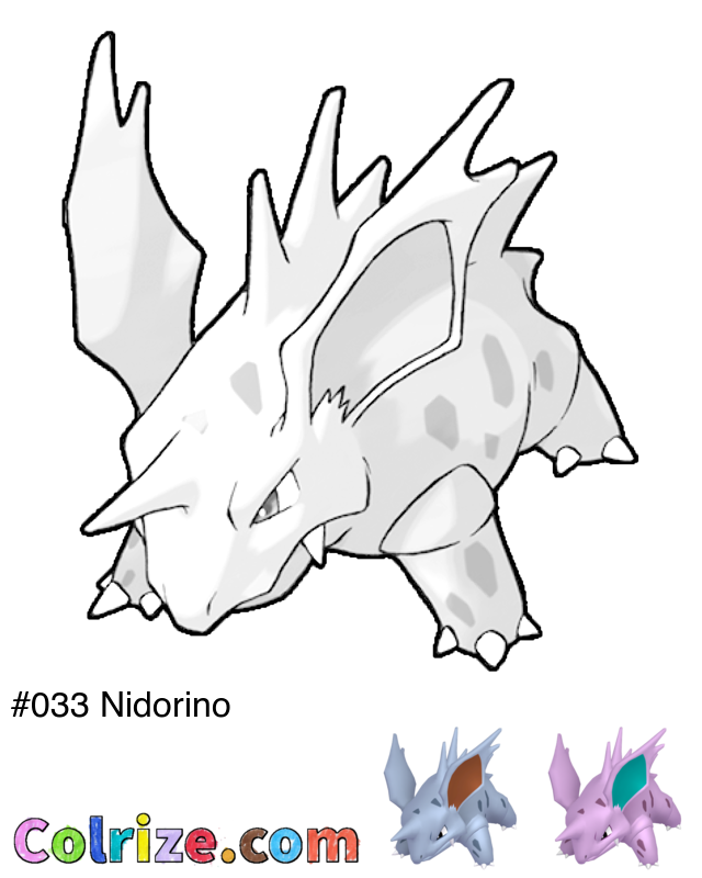 Pokemon Nidorino coloring page + Shiny Nidorino coloring page