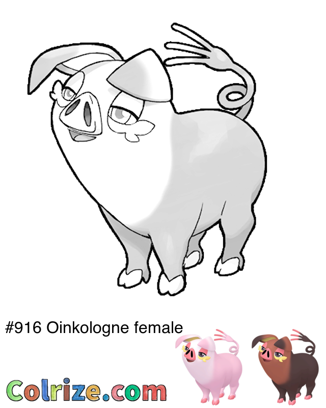 Pokemon Oinkologne female coloring page + Shiny Oinkologne female coloring page