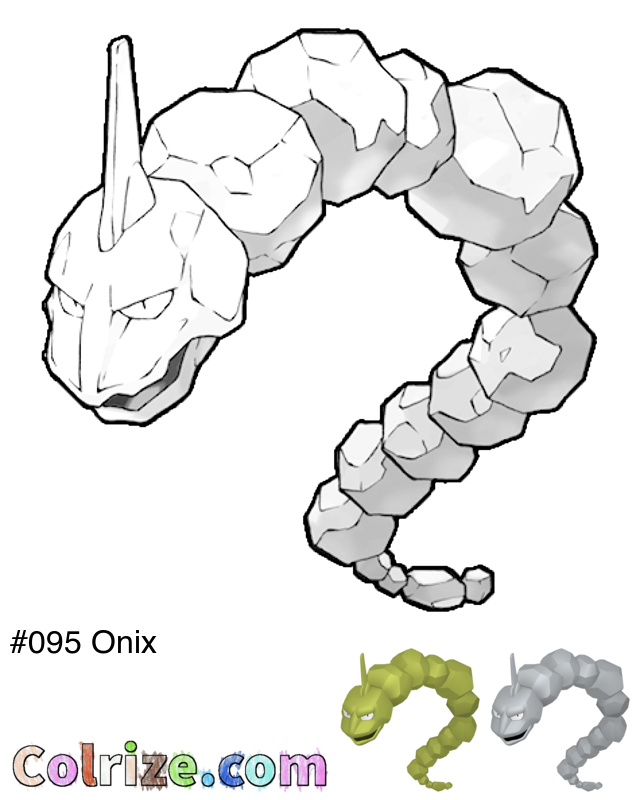 Pokemon Onix coloring page + Shiny Onix coloring page