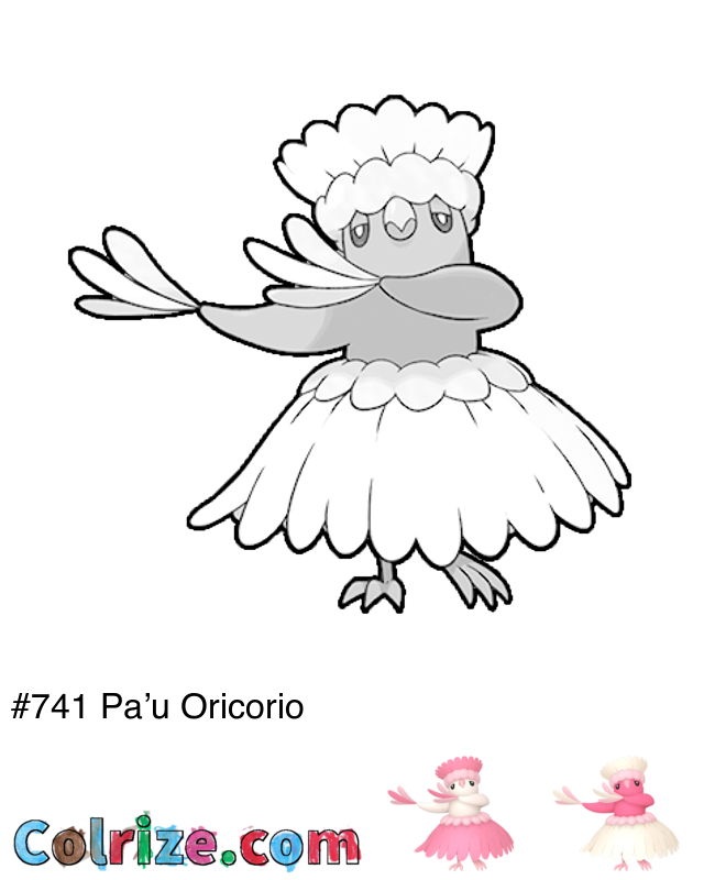 Pokemon Pa’u Oricorio coloring page + Shiny Pa’u Oricorio coloring page