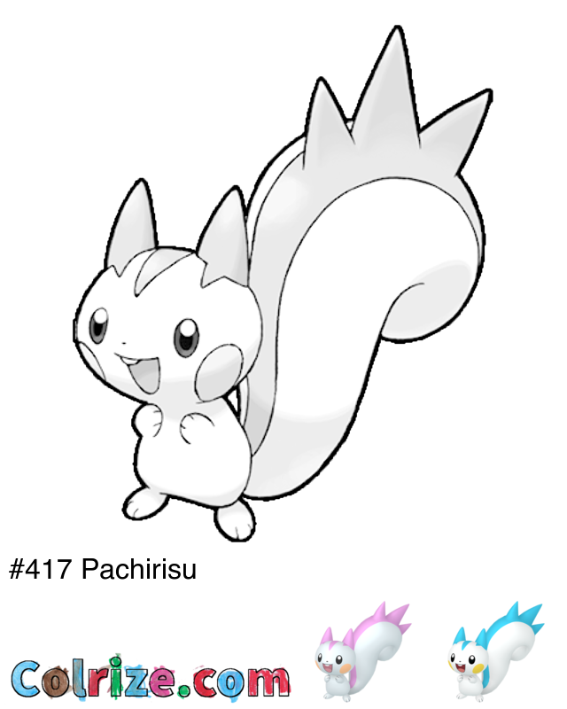 Pokemon Pachirisu coloring page + Shiny Pachirisu coloring page