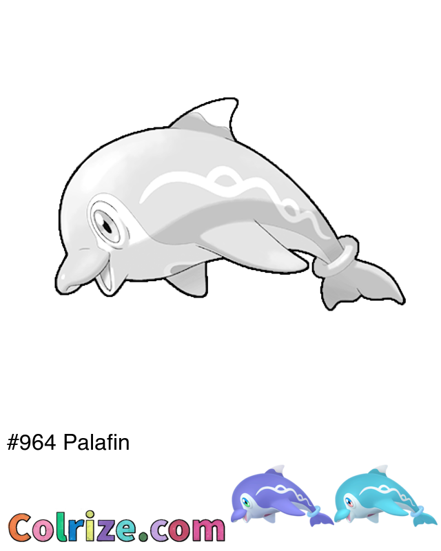 Pokemon Palafin coloring page + Shiny Palafin coloring page