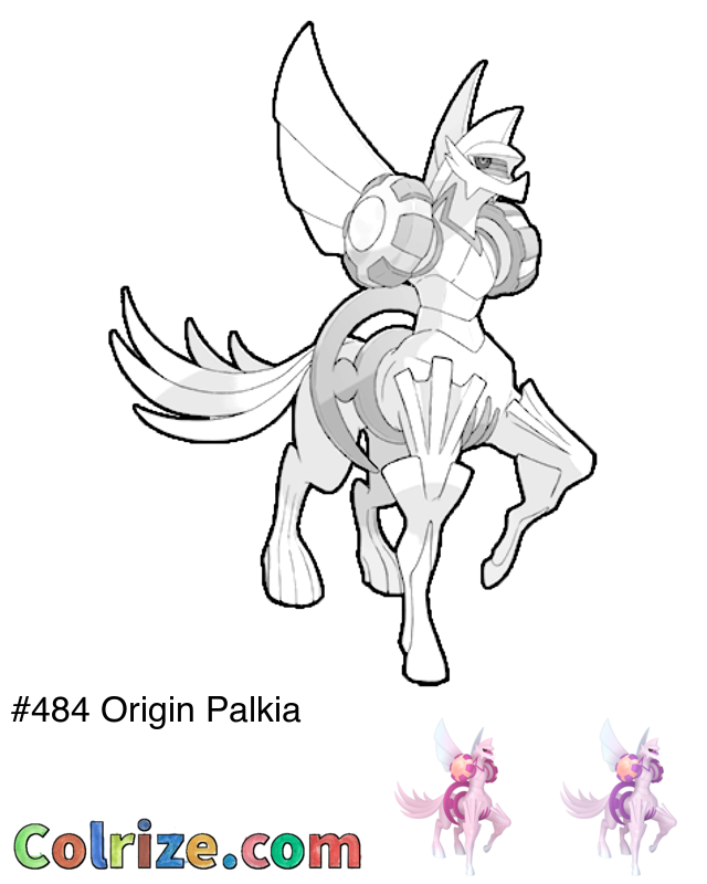 Pokemon Origin Palkia coloring page + Shiny Origin Palkia coloring page