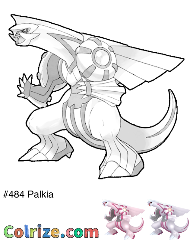 Pokemon Palkia coloring page + Shiny Palkia coloring page