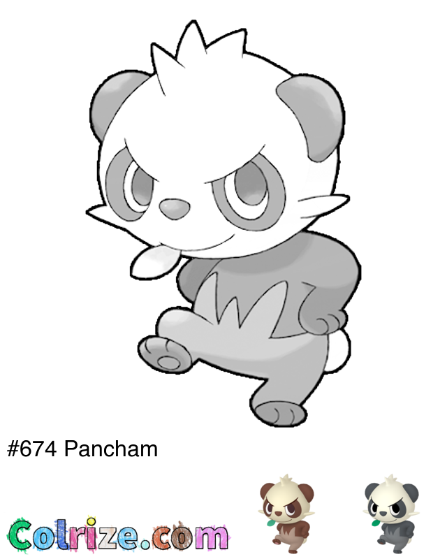 Pokemon Pancham coloring page + Shiny Pancham coloring page