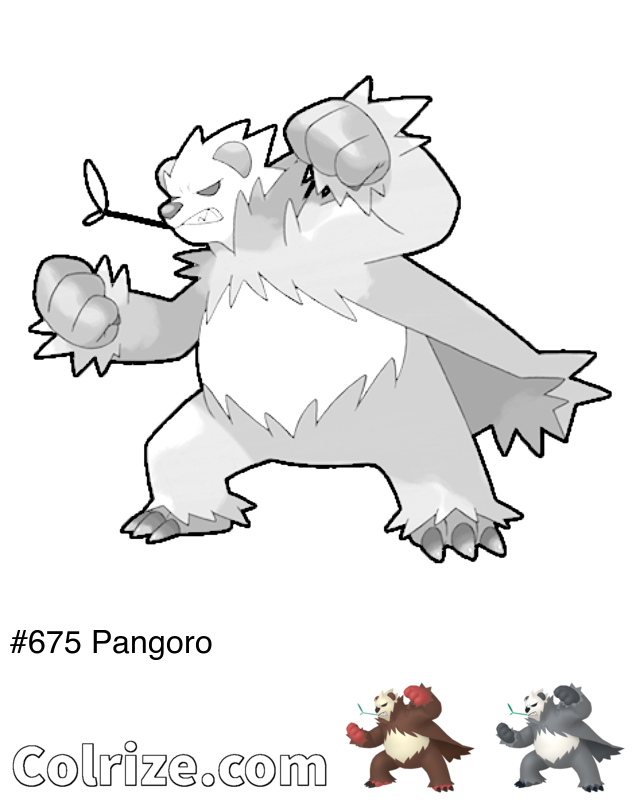 Pokemon Pangoro coloring page + Shiny Pangoro coloring page