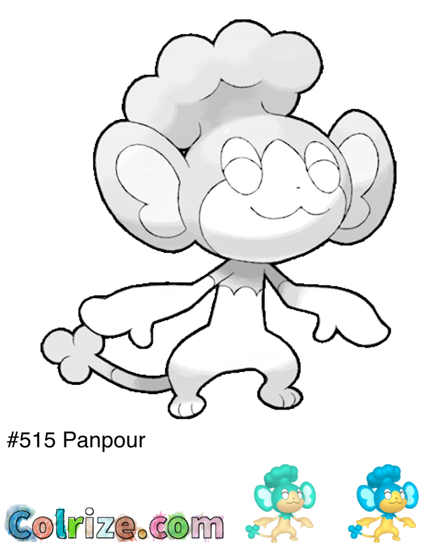 Pokemon Panpour coloring page + Shiny Panpour coloring page