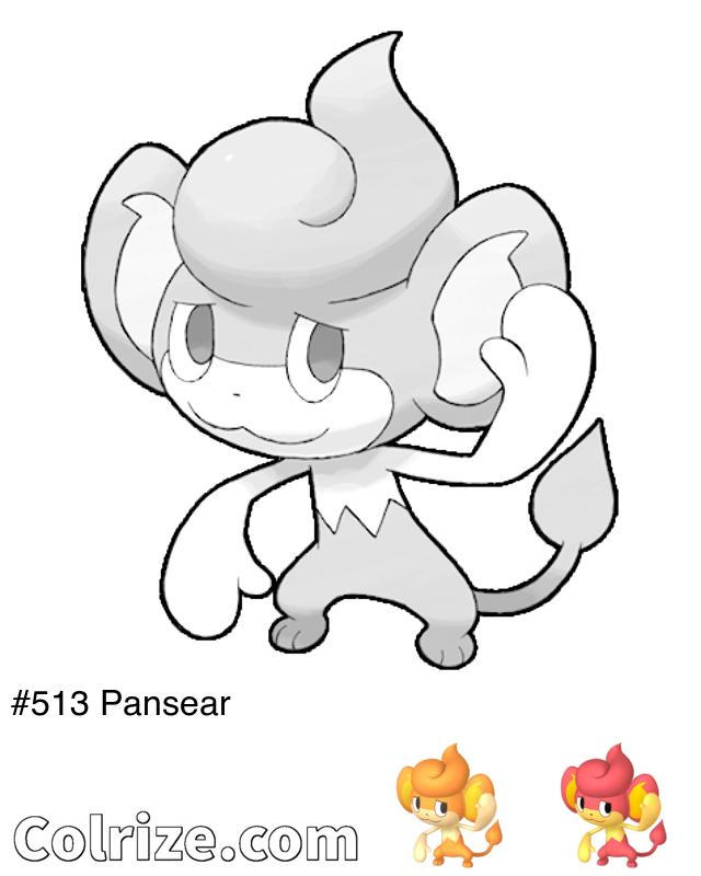 Pokemon Pansear coloring page + Shiny Pansear coloring page