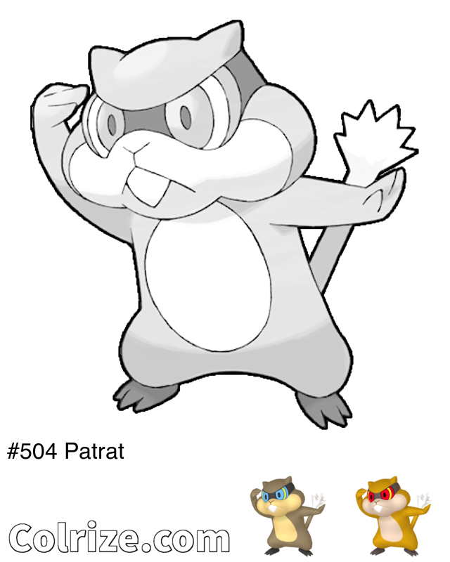 Pokemon Patrat coloring page + Shiny Patrat coloring page