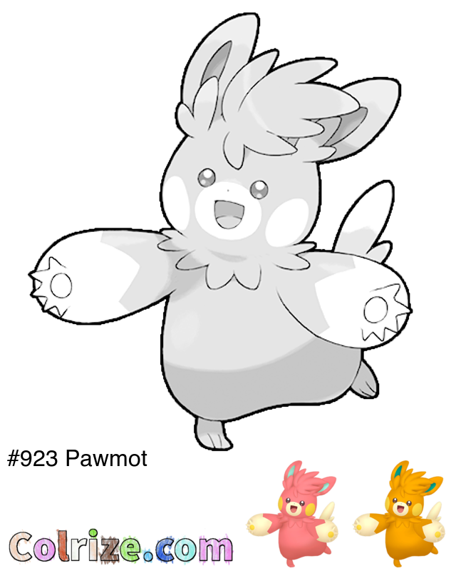 Pokemon Pawmot coloring page + Shiny Pawmot coloring page