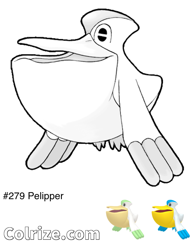 Pokemon Pelipper coloring page + Shiny Pelipper coloring page