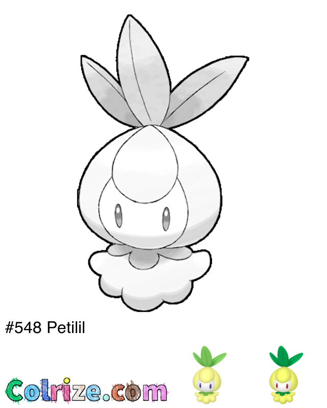 Pokemon Petilil coloring page + Shiny Petilil coloring page